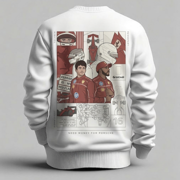 casual streetwear pullover with minimalist Need Money logo on front chest