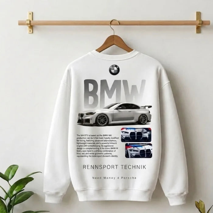 Need Money Sweatshirt Porsche BMW Inspired Streetwear Black Color