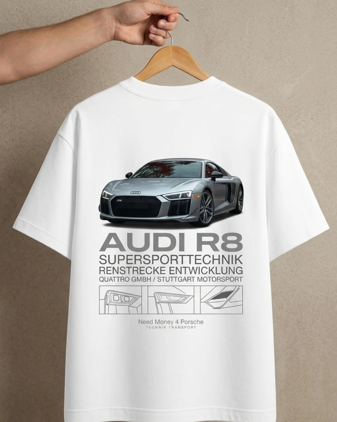 White minimal oversized streetwear tee by Need Money