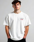 White signature fit oversized streetwear tee by Need Money