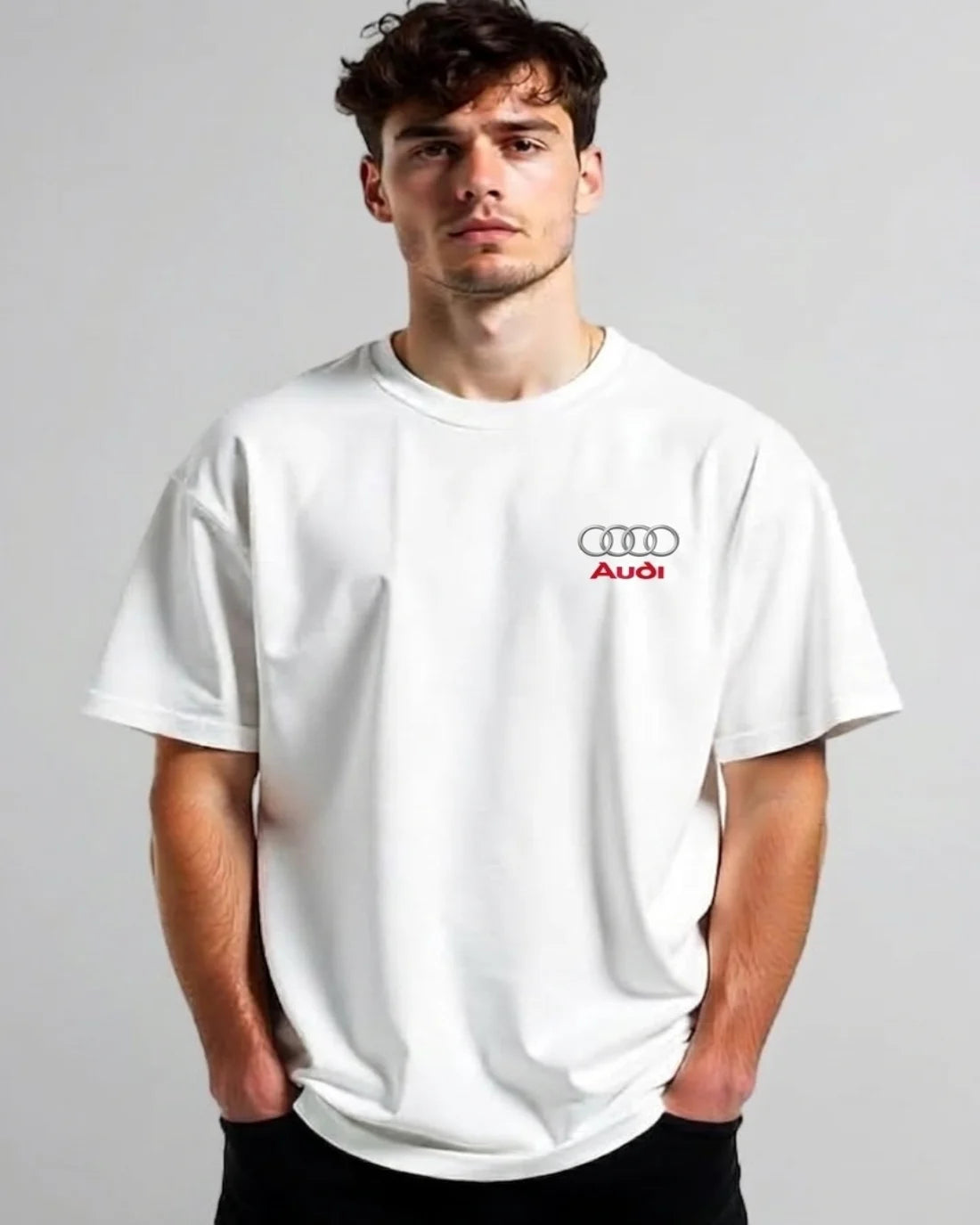 White signature fit oversized streetwear tee by Need Money
