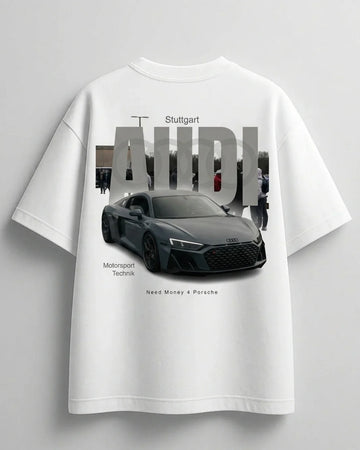 White signature fit oversized streetwear tee by Need Money