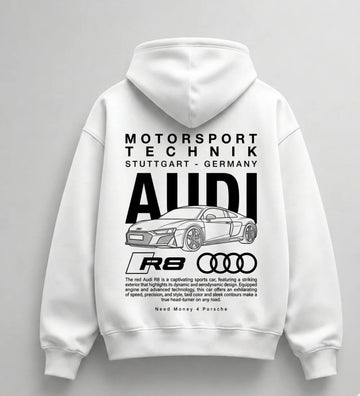 Need Money for Audi Porsche bold statement hoodie lifestyle urban casual automotive outfit