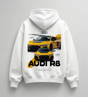 Need Money for Audi Porsche bold statement hoodie side angle modern fit streetwear apparel