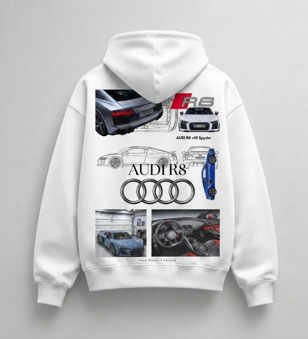 Need Money for Audi Porsche Bold Statement Hoodie White Variant