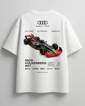 Oversized white Need Money for Benz graphic streetwear shirt