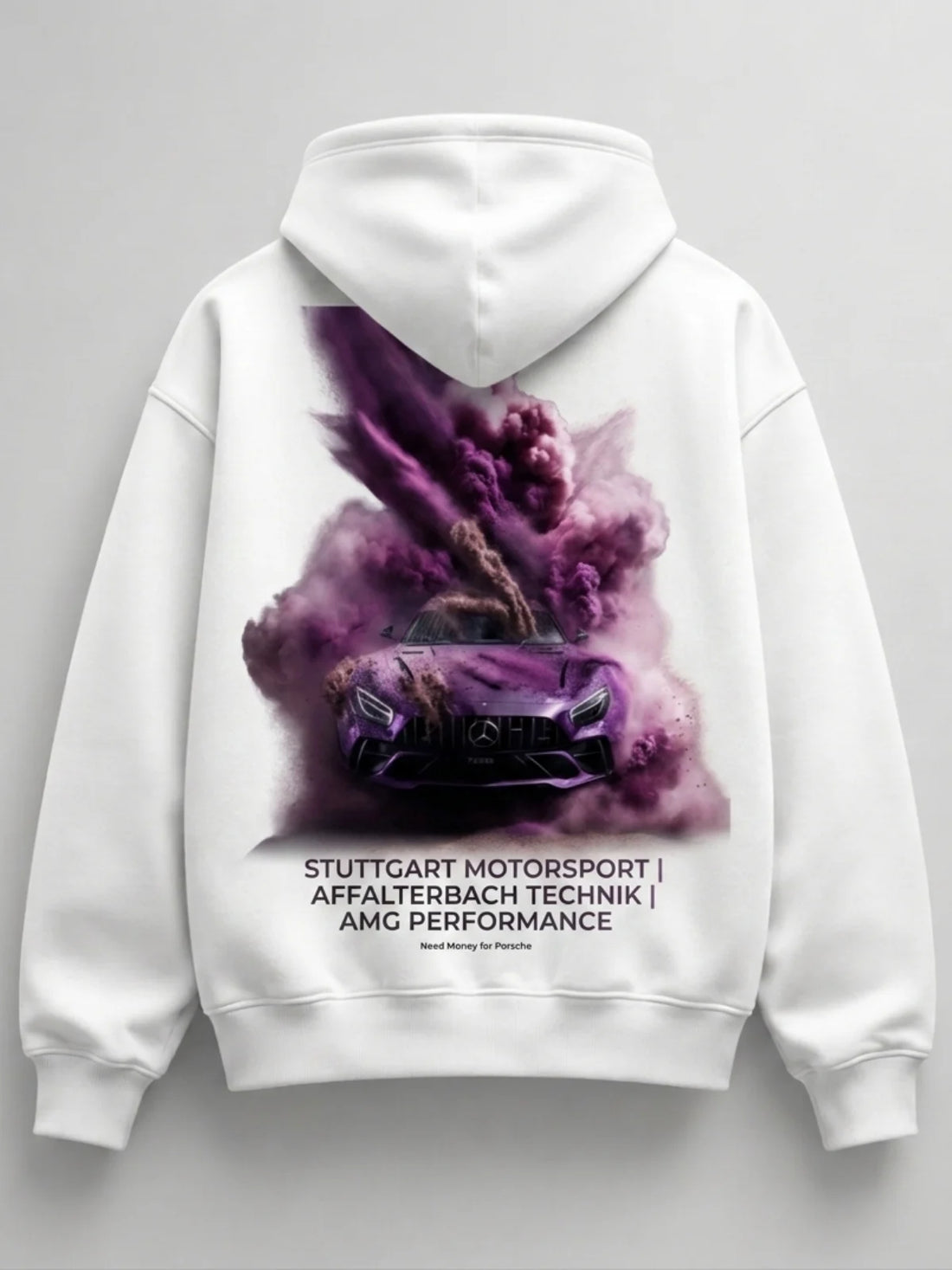 Need Money for Benz Mercedes aesthetic fleece hoodie front view soft premium streetwear style