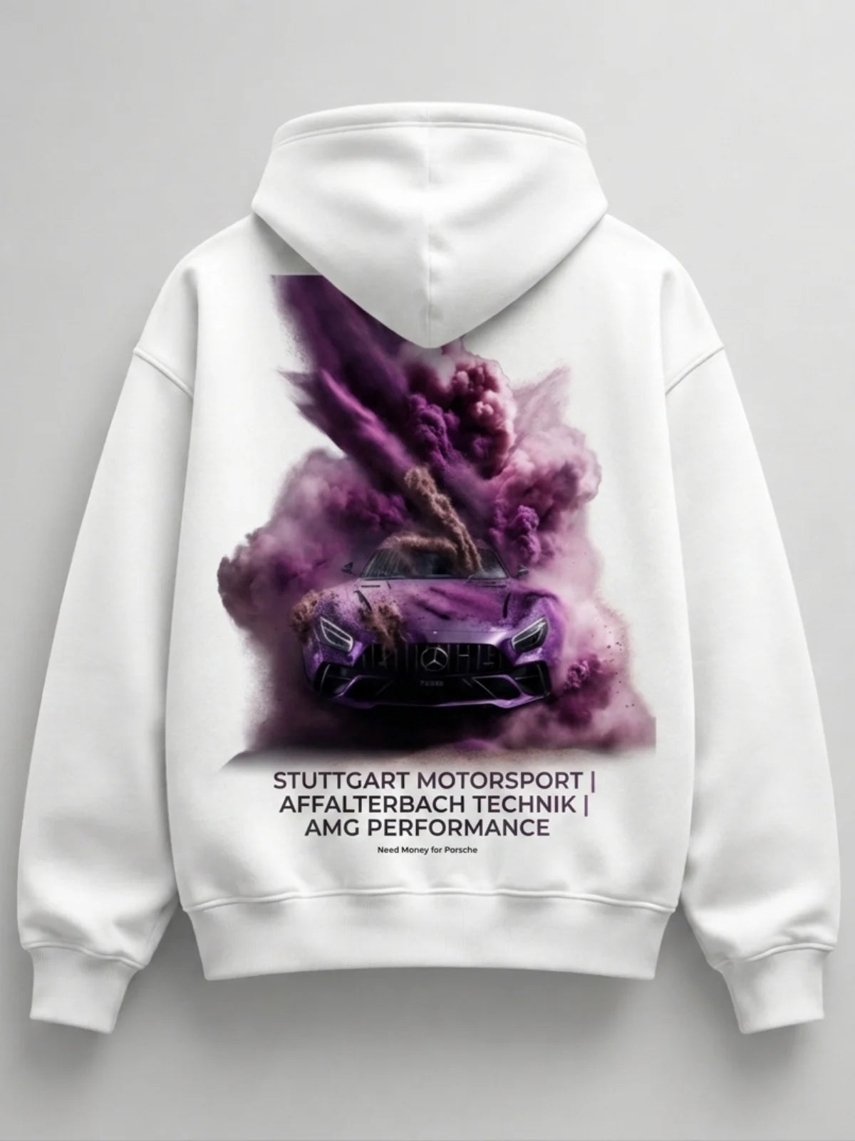 Need Money for Benz Mercedes aesthetic fleece hoodie front view soft premium streetwear style