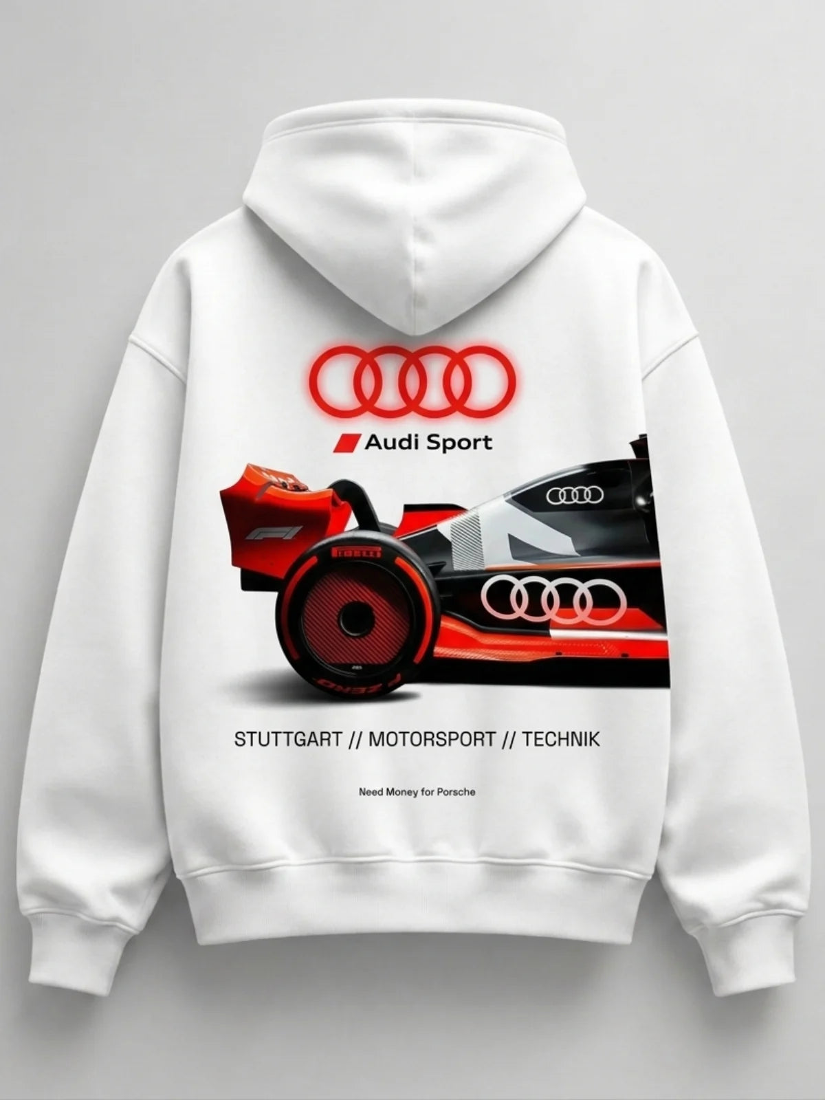 : Need Money for Benz Mercedes aesthetic fleece hoodie side angle cozy streetwear apparel fit