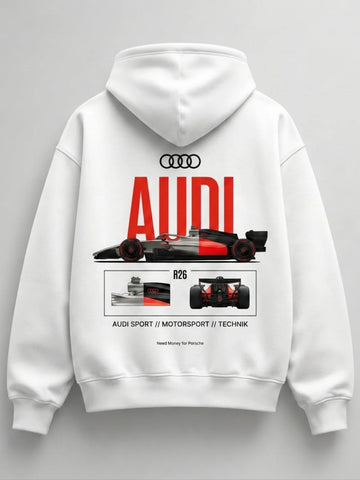 Need Money for Benz Mercedes aesthetic fleece hoodie white color clean minimal fashion style