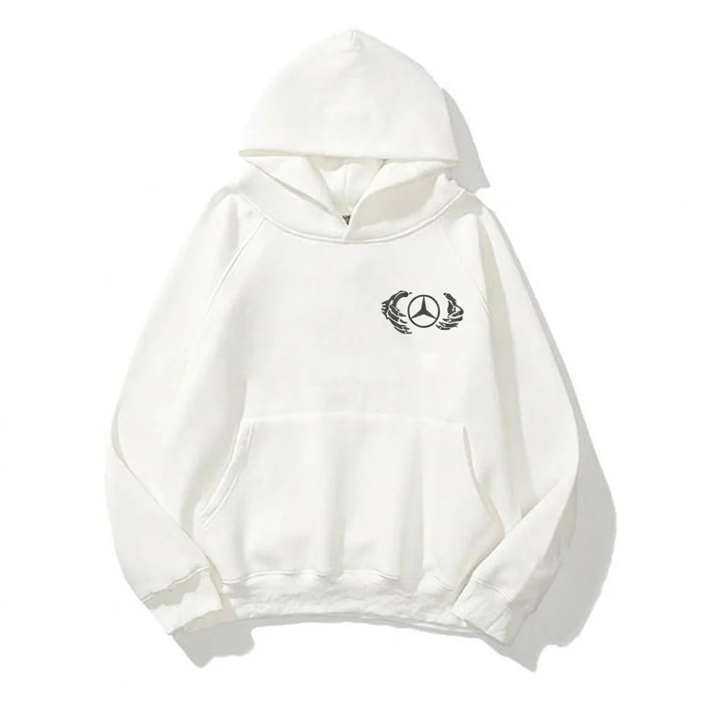 Need Money for Benz Mercedes aesthetic fleece hoodie front view soft premium streetwear style