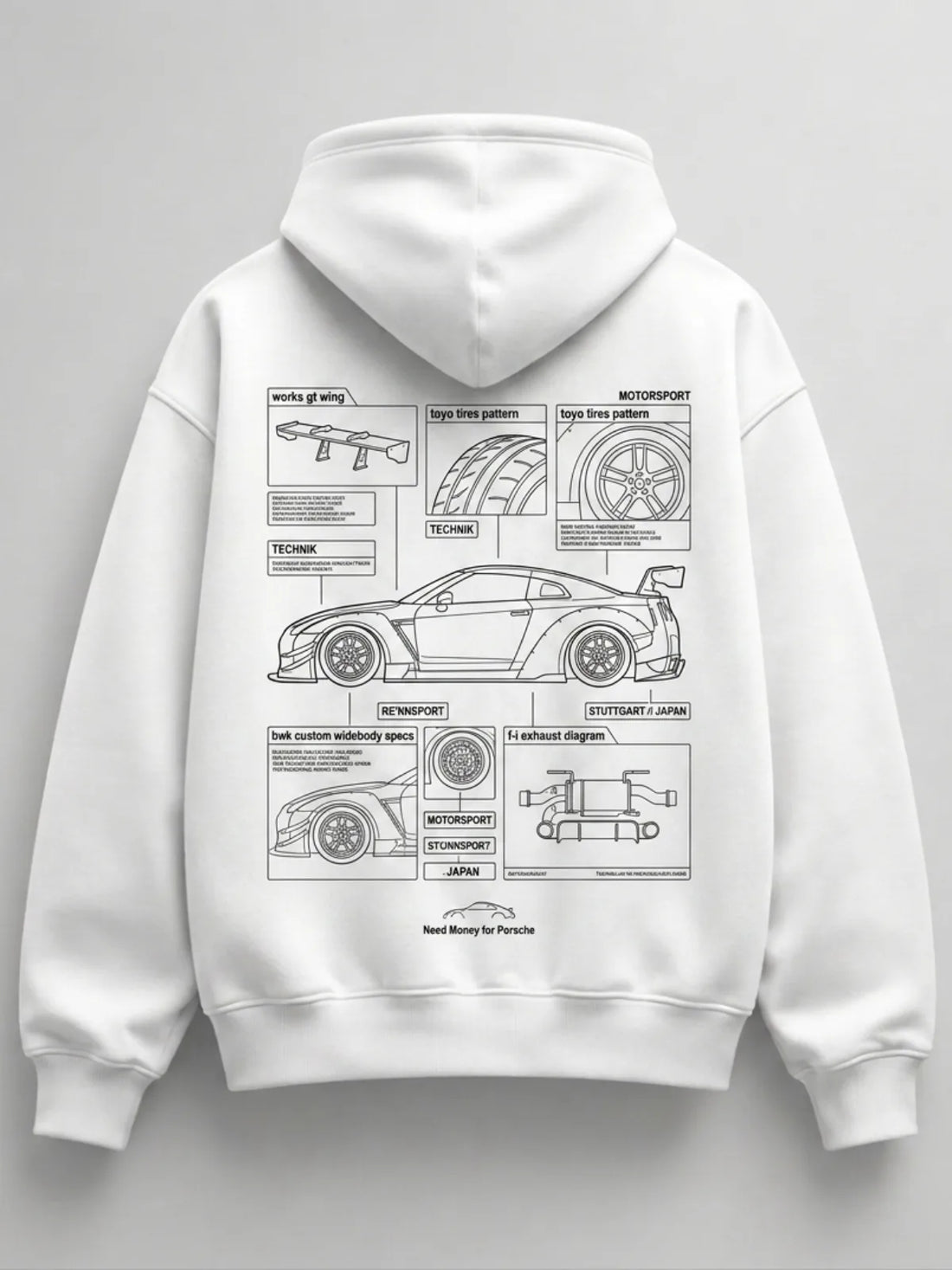 Need Money for Benz Mercedes minimal text hoodie black color modern casual streetwear look