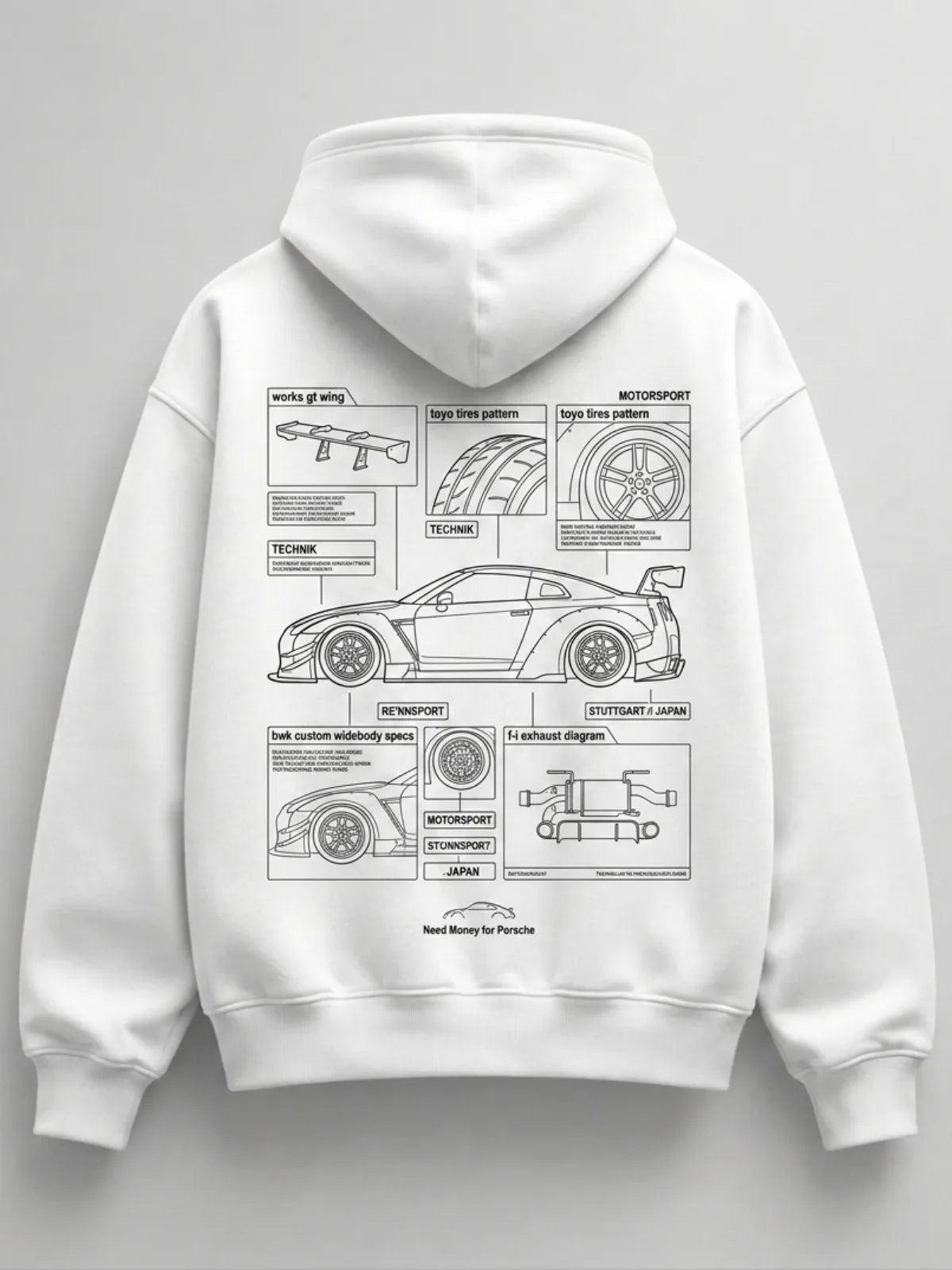 Need Money for Benz Mercedes minimal text hoodie black color modern casual streetwear look