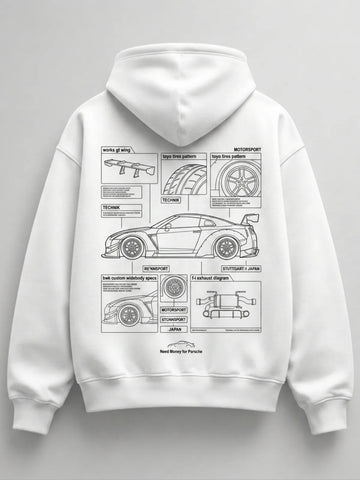 Need Money for Benz Mercedes minimal text hoodie black color modern casual streetwear look
