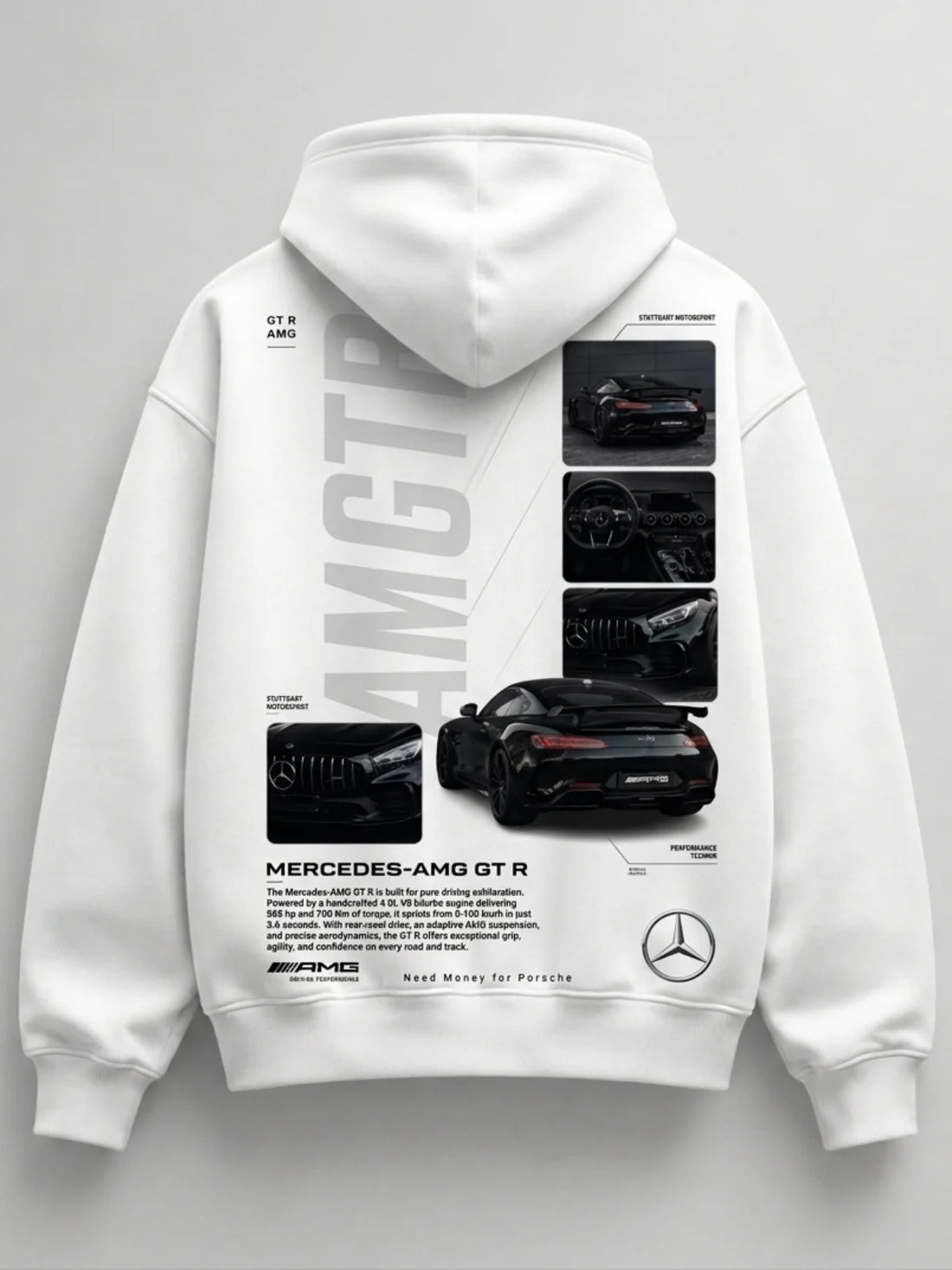 Need Money for Benz Mercedes minimal text hoodie close up typography detail premium print