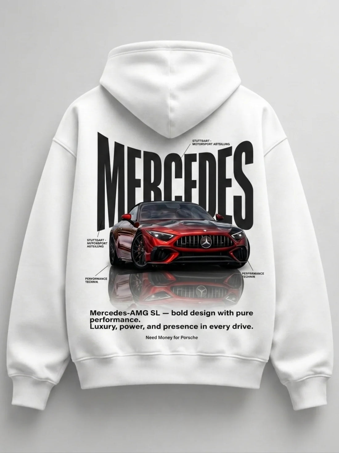 Need Money for Benz Mercedes oversized street hoodie black color modern casual streetwear look