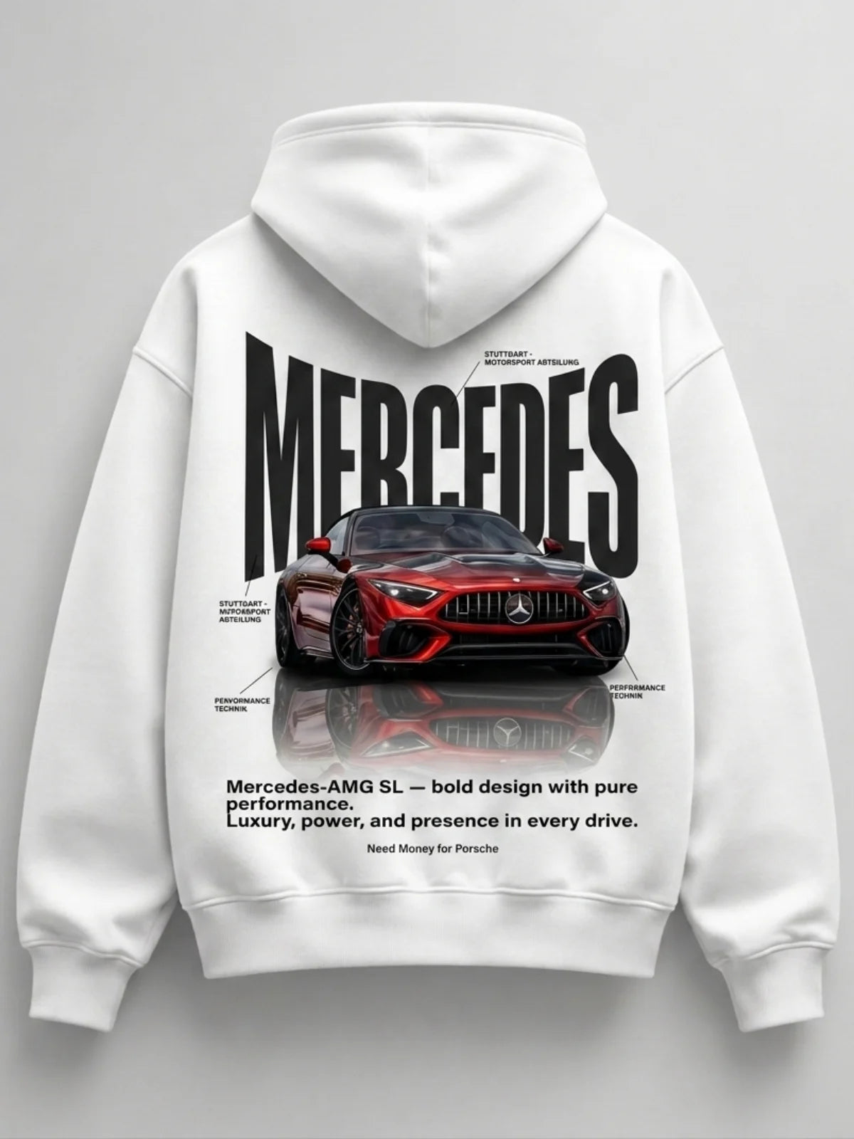 Need Money for Benz Mercedes oversized street hoodie black color modern casual streetwear look