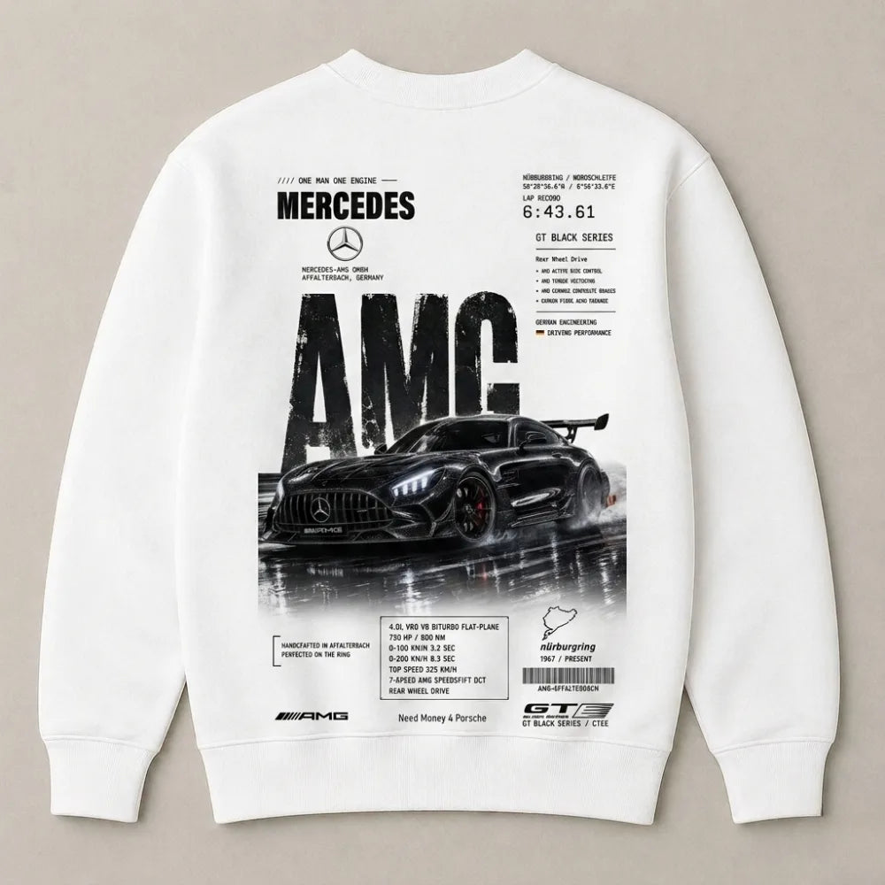 Need Money luxury car themed white sweatshirt
