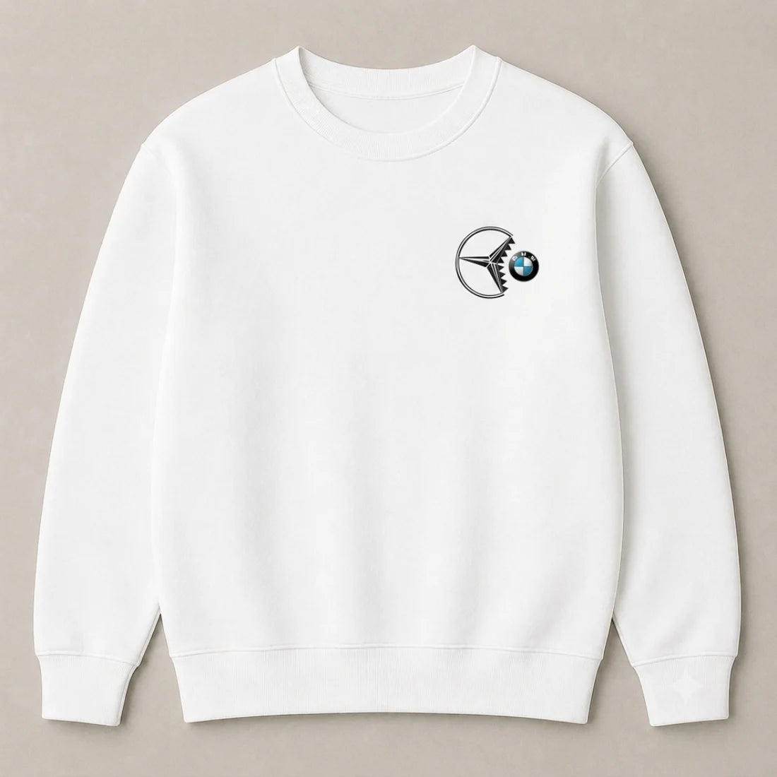 White Benz inspired streetwear sweatshirt for men