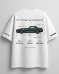 White oversized graphic tee with Need Money for Benz design