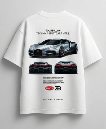 White oversized Bugatti goal setter fashion tee