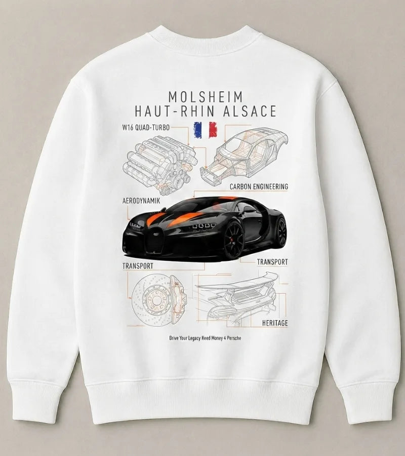 Need Money for Bugatti Chiron white oversized sweatshirt for men