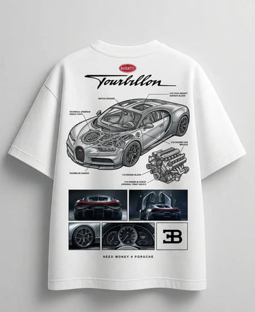 Bugatti dream car oversized tee for luxury car enthusiasts