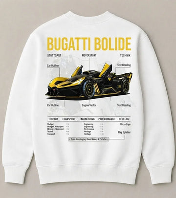 Need Money for Bugatti exotic car collector white oversized sweatshirt for men