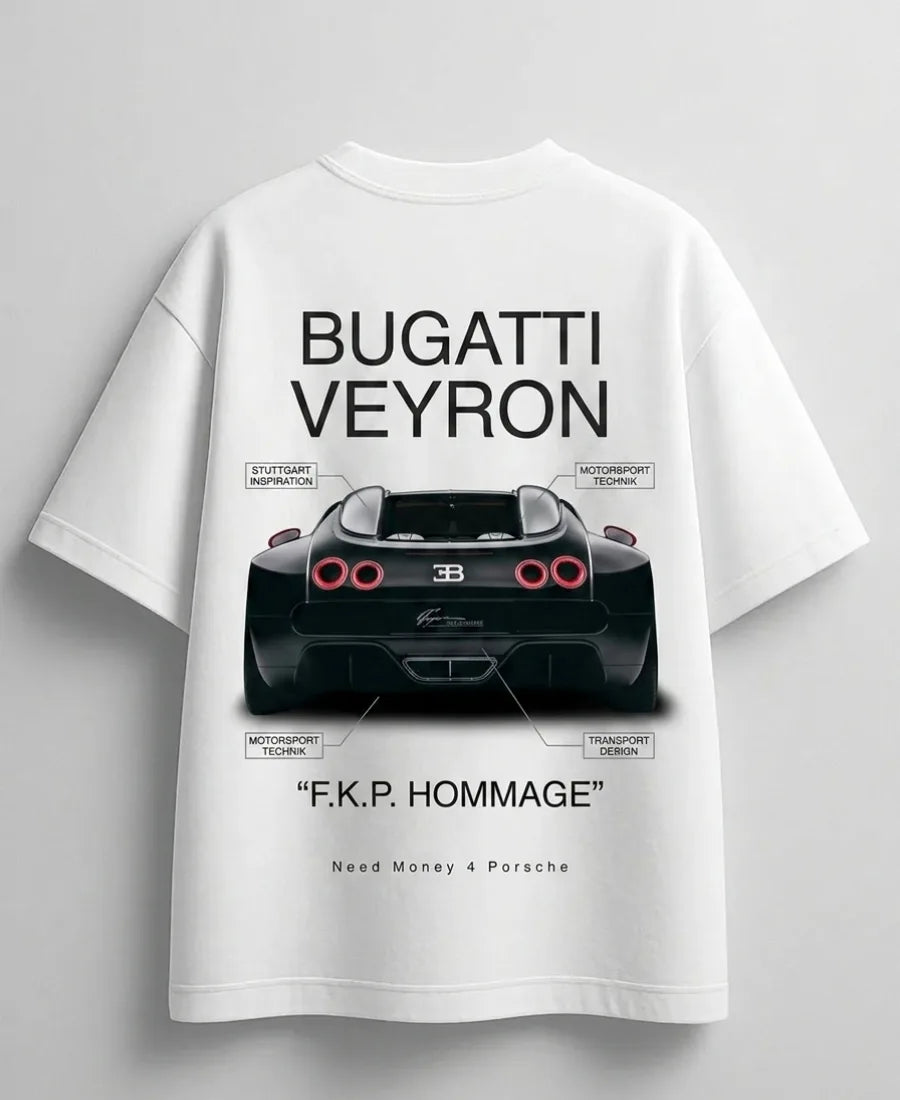 Need Money for Bugatti fashion oversized white graphic T-shirt