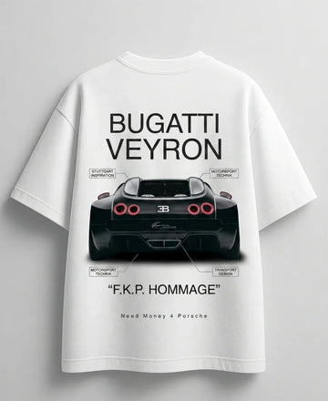 Need Money for Bugatti fashion oversized white graphic T-shirt