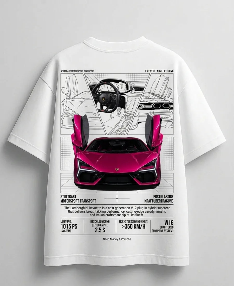Need Money for Bugatti goal getter white graphic T-shirt