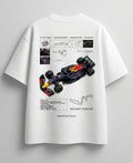 White oversized Bugatti automotive enthusiast tee