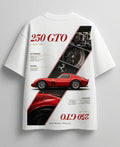 Premium Bugatti white oversized T-shirt with automotive theme