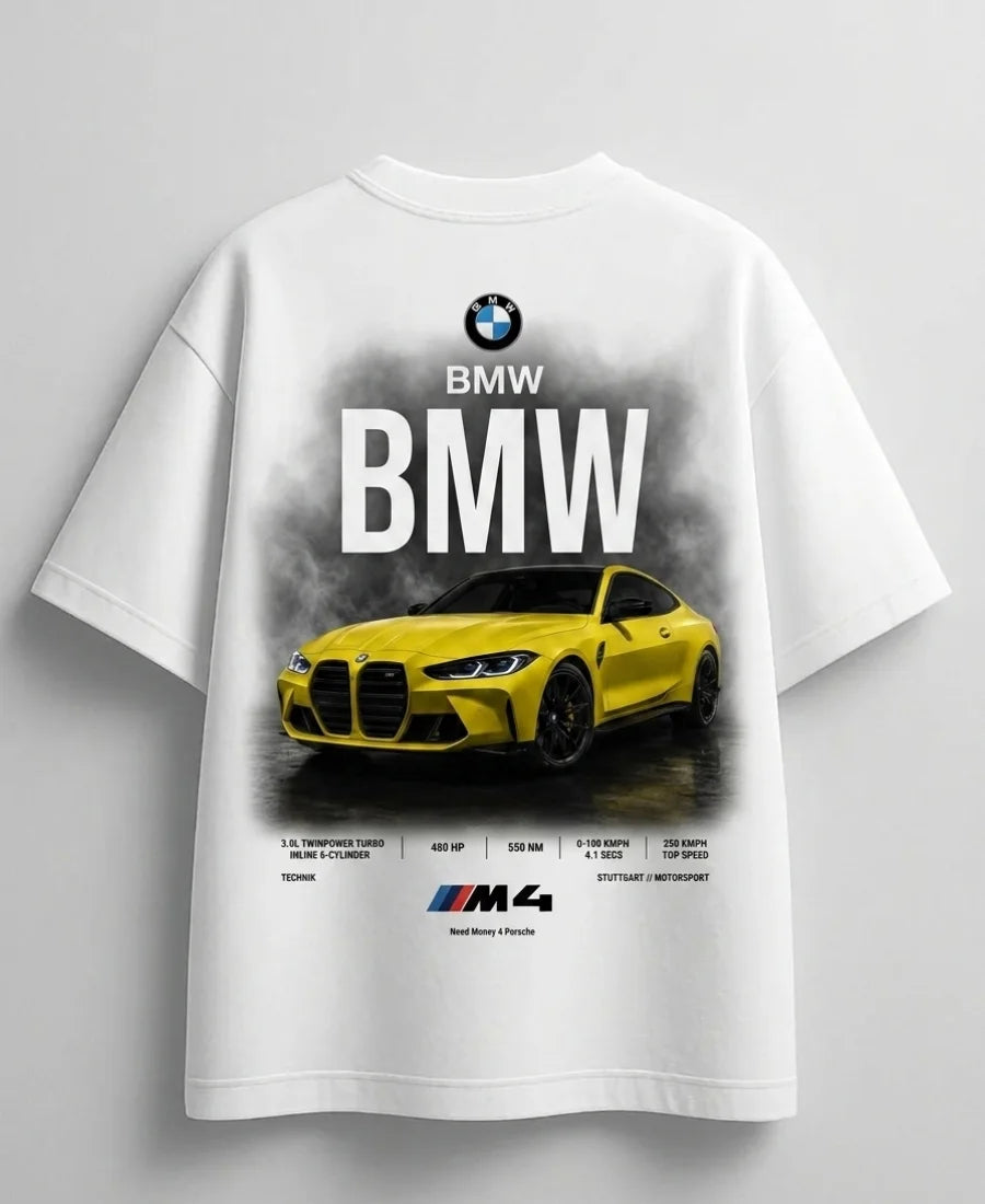 Luxury Bugatti supercar themed white streetwear tee