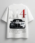 Modern Bugatti themed oversized white streetwear graphic tee