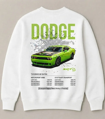 Need Money for Dodge car culture white oversized sweatshirt for men