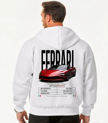 Ferrari white graphic streetwear hoodie