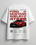 Need Money for Ford Mustang graphic logo white t-shirt front view