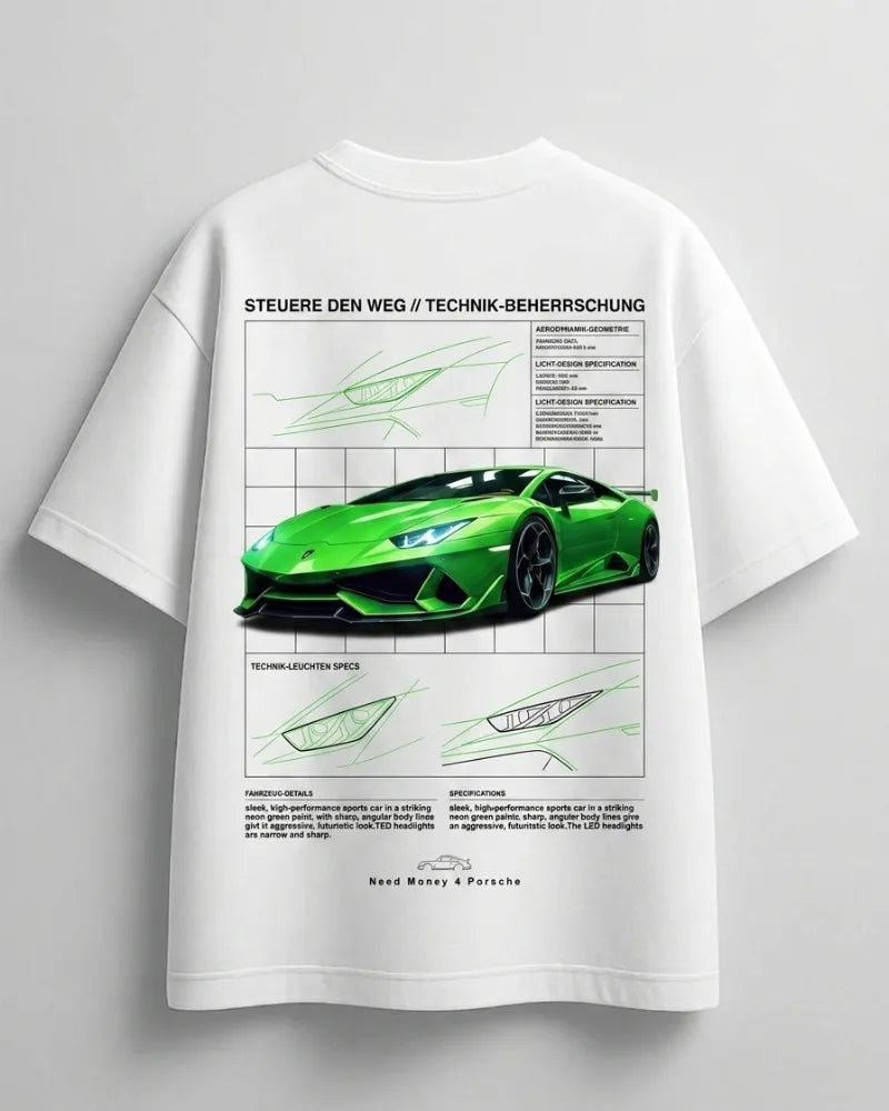 Need Money for Ford Mustang muscle car oversized t-shirt front view