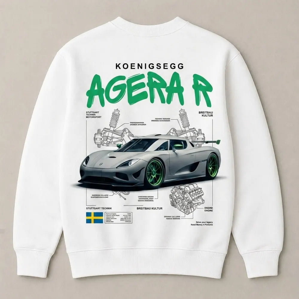 Exotic car themed oversized crewneck sweatshirt
