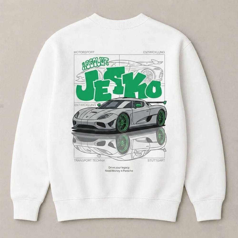 Koenigsegg Jesko Absolut motivational streetwear sweatshirt for men