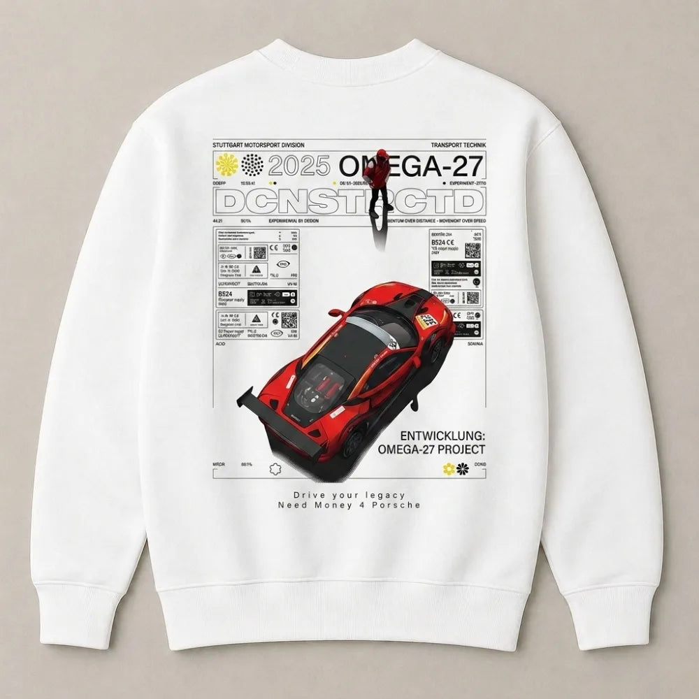 White Koenigsegg Jesko Absolut oversized streetwear sweatshirt