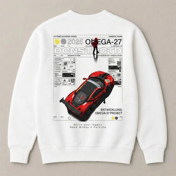 White Koenigsegg Jesko Absolut oversized streetwear sweatshirt