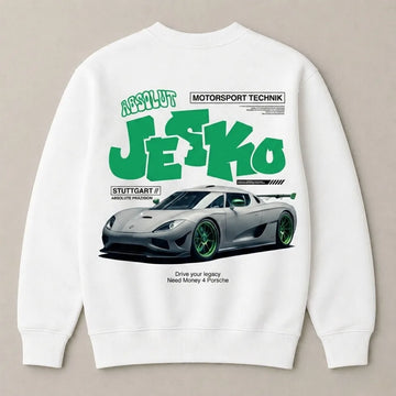 White Koenigsegg Jesko Absolut fashion streetwear sweatshirt for men