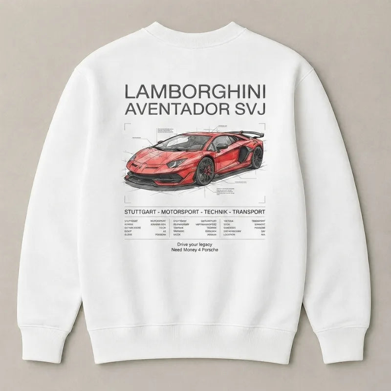 Need Money for Lamborghini Aventador white oversized sweatshirt for men