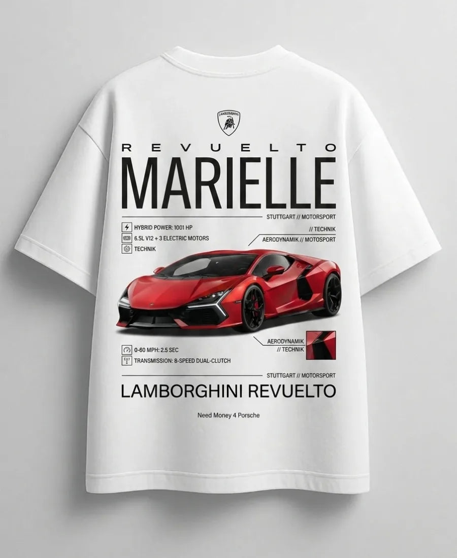 Lamborghini dream garage graphic printed white T-shirt mockup