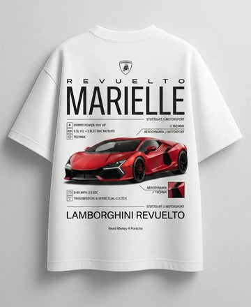 Lamborghini dream garage graphic printed white T-shirt mockup