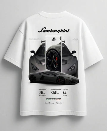 Need Money for Lamborghini joke design white graphic tee
