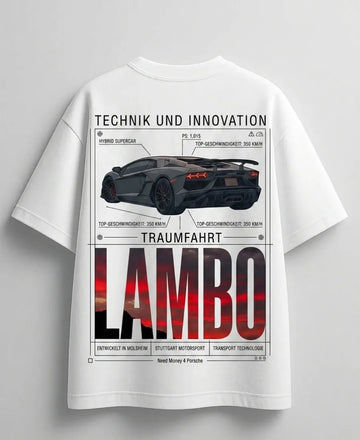 Oversized Lamborghini streetwear T-shirt with luxury car theme