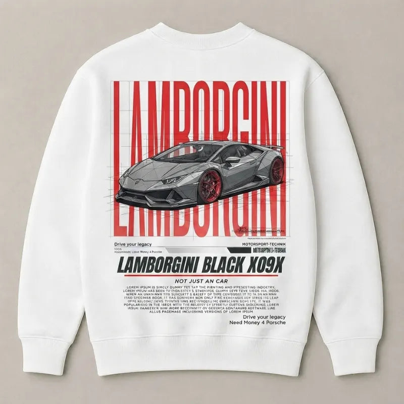 Lamborghini dream supercar oversized crewneck sweatshirt